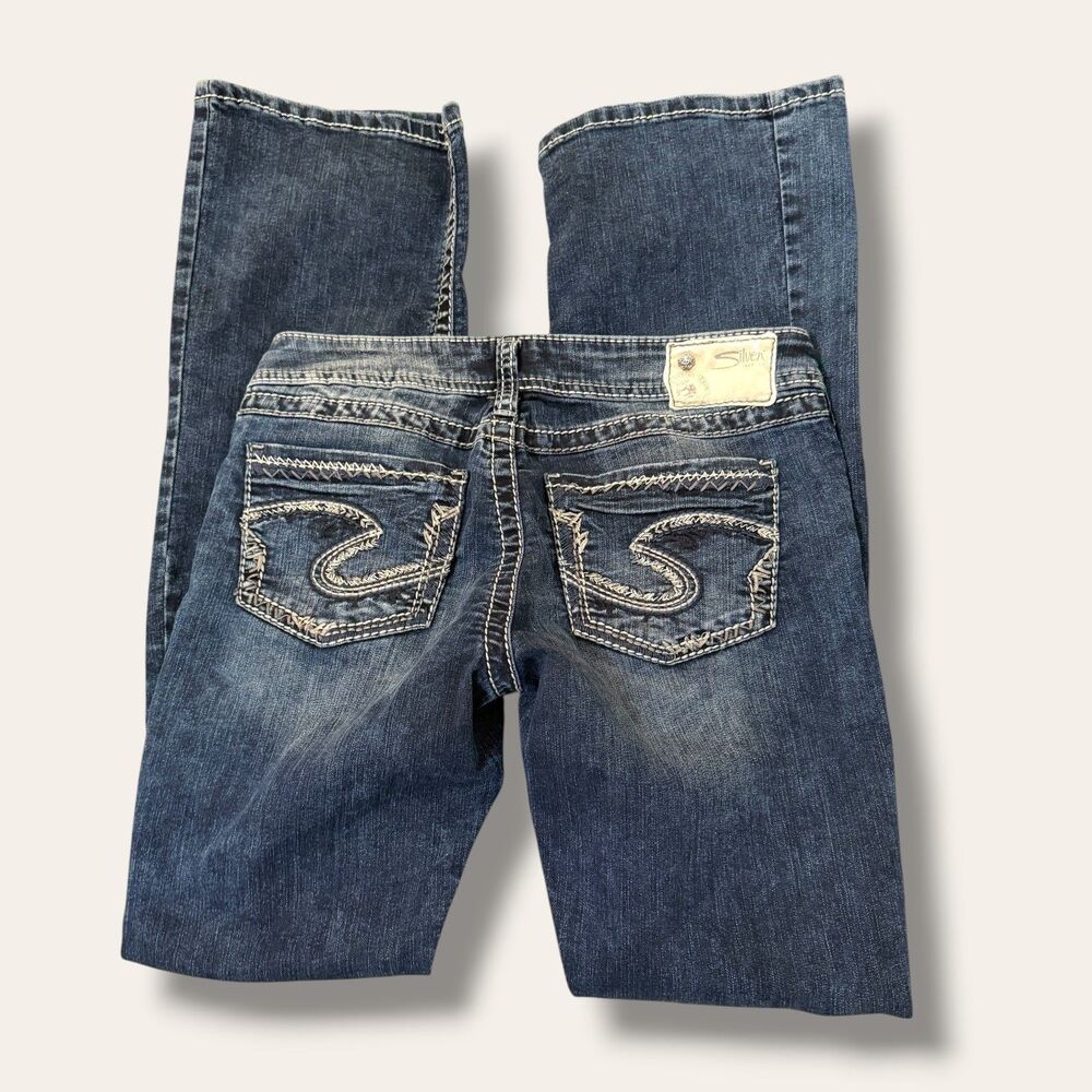 Silver Jeans Womens W27 Suki Low Boot Flare Denim Embroidered Pockets Medium